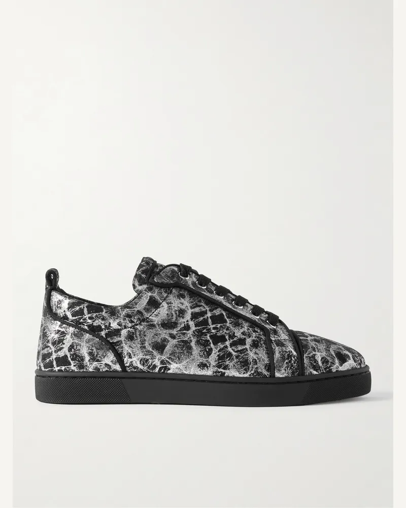 Christian Louboutin Louis Junior Orlato Sneakers aus bedrucktem Metallic-Veloursleder Mehrfarbig