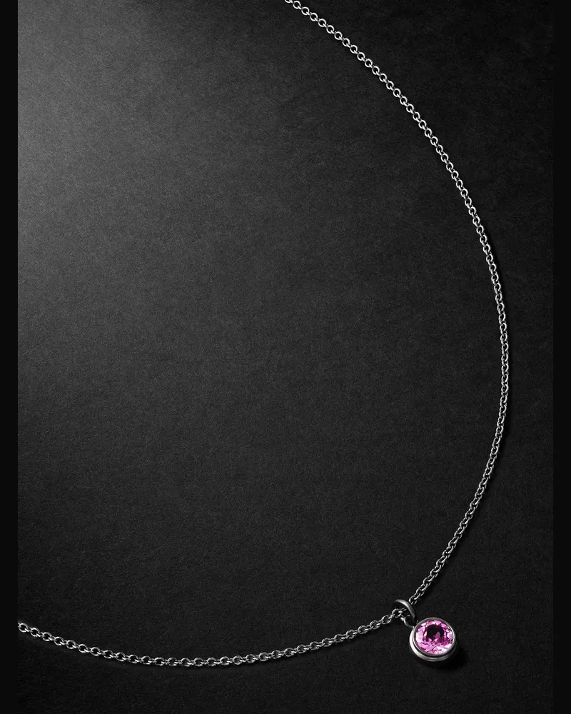 42 Suns Medium Blackened 14-Karat Gold Laboratory-Grown Sapphire Pendant Necklace Black