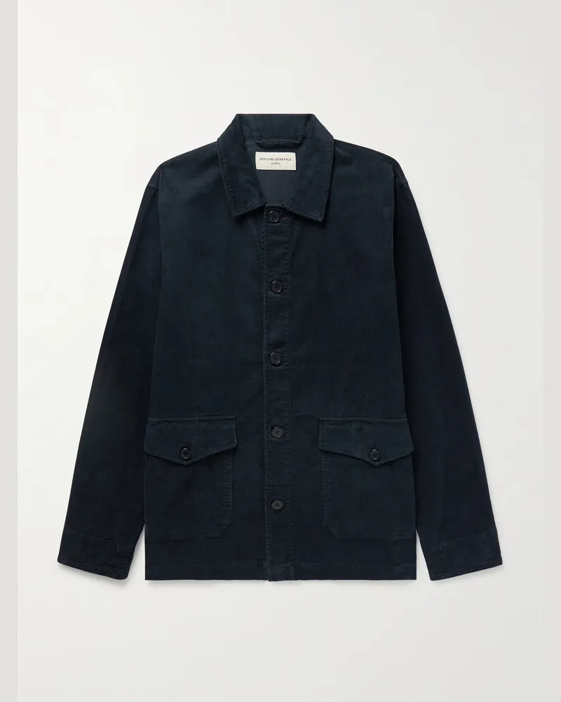 Officine Generale Ezel Hemdjacke aus Cord aus einer Baumwollmischung in Stückfärbung Blau