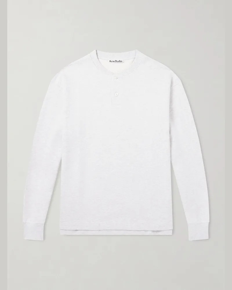 Acne Studios Embroidered Organic Cotton-Blend Jersey Henley Sweatshirt Gray