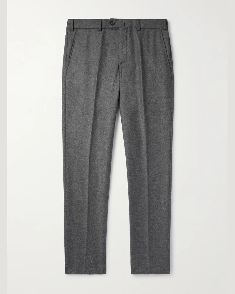 Loro Piana Carlo gerade geschnittene Hose aus Flanell aus einer Woll-Kaschmirmischung Grau