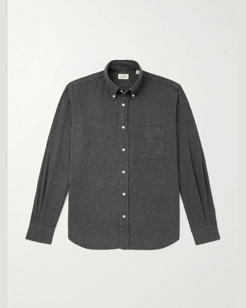 Hartford Pitt Hemd aus Baumwollflanell mit Button-Down-Kragen Grau