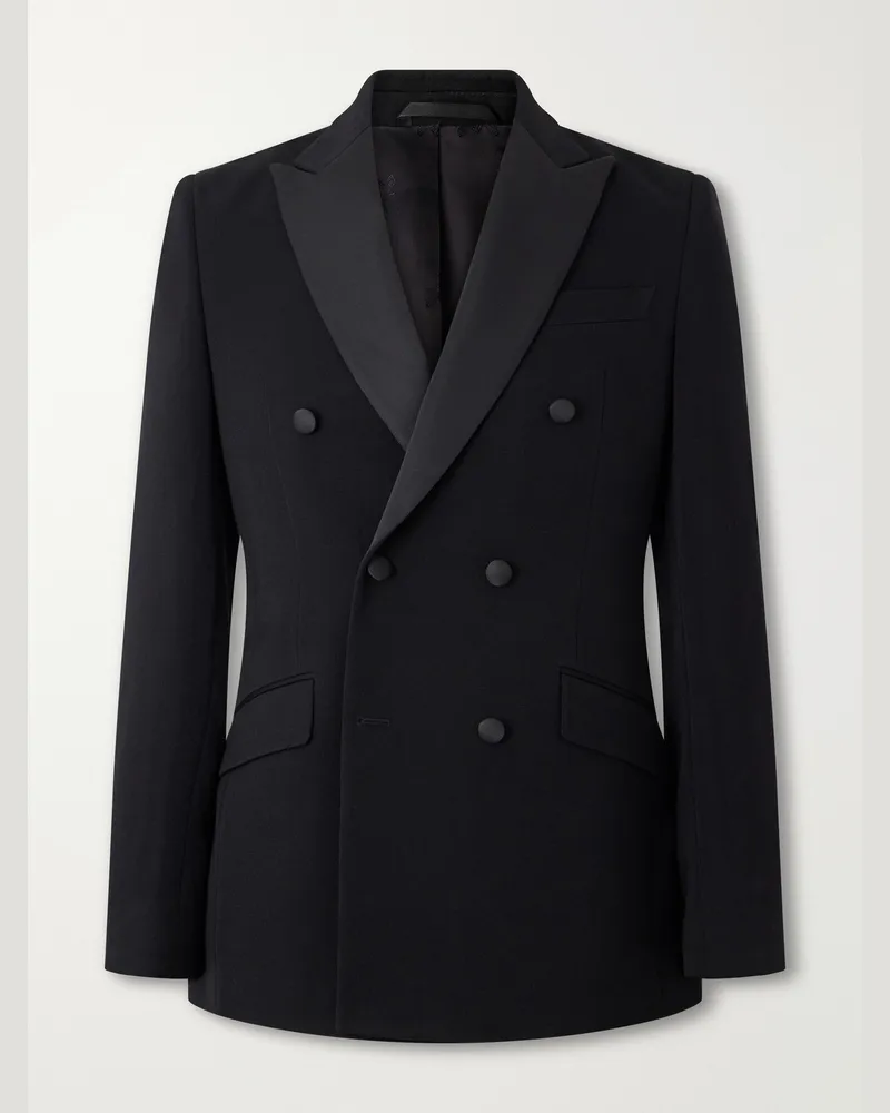 Favourbrook Grosgrain-Trimmed Double-Breasted Wool Tuxedo Jacket Black