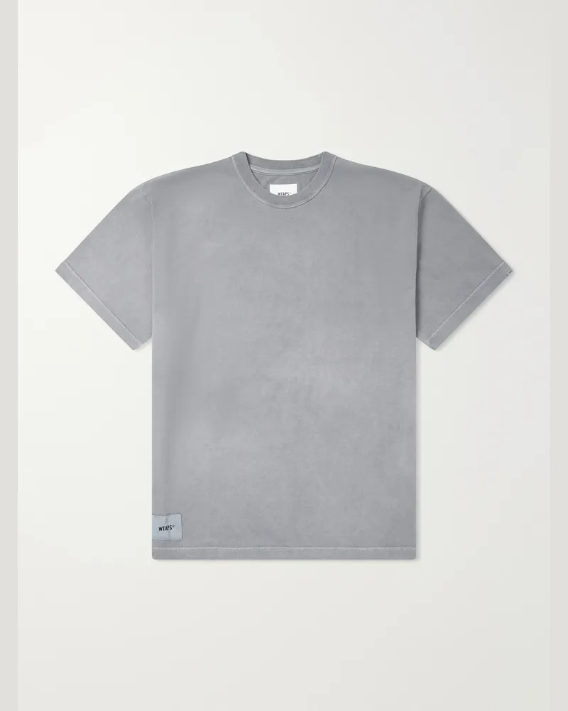 WTAPS Logo-Appliquéd Cotton-Jersey T-Shirt Gray