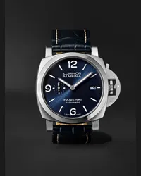 OFFICINE PANERAI Luminor Marina Automatic 44 mm Uhr aus Edelstahl mit Alligatorlederarmband, Ref.-Nr. PAM01313 Blau