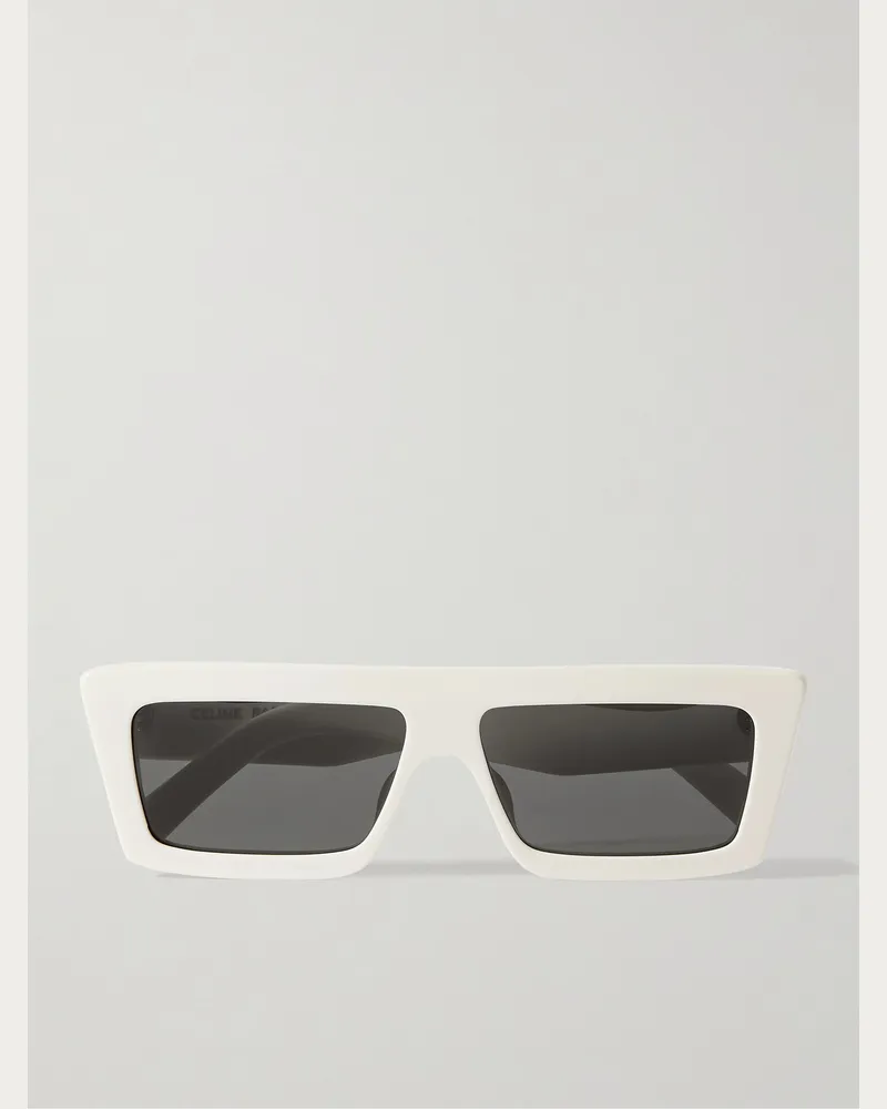 Celine Monochrome 02 Rectangle-Frame Acetate Sunglasses White