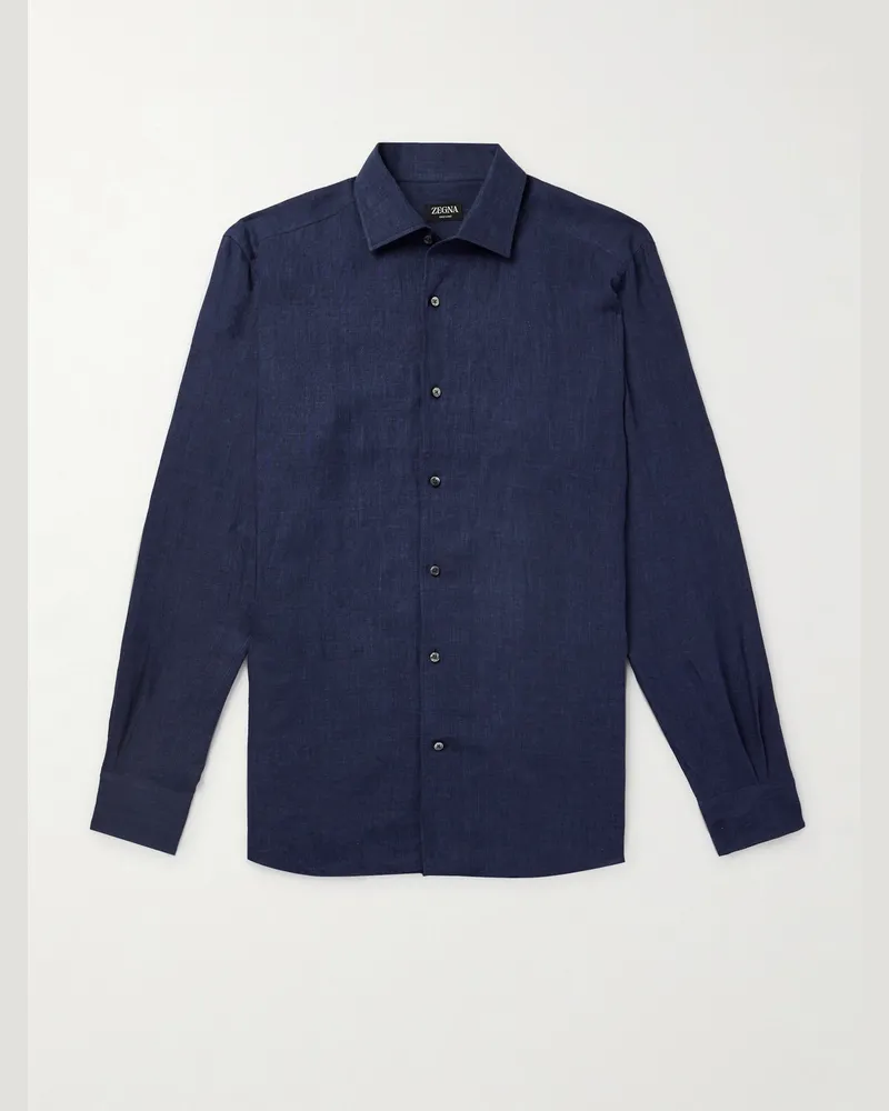 Ermenegildo Zegna Hemd aus „Oasi“-Leinen Blau