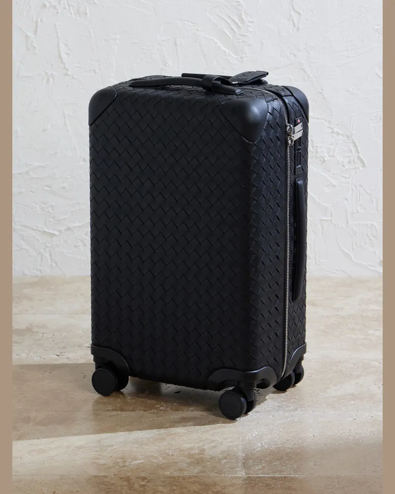 Bottega Veneta Odissey Intrecciato Leather Suitcase Black