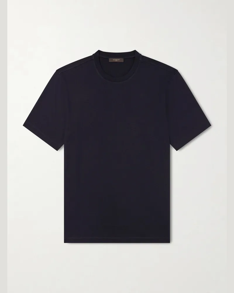 Slowear Cotton and Silk-Blend Jersey T-Shirt Blue