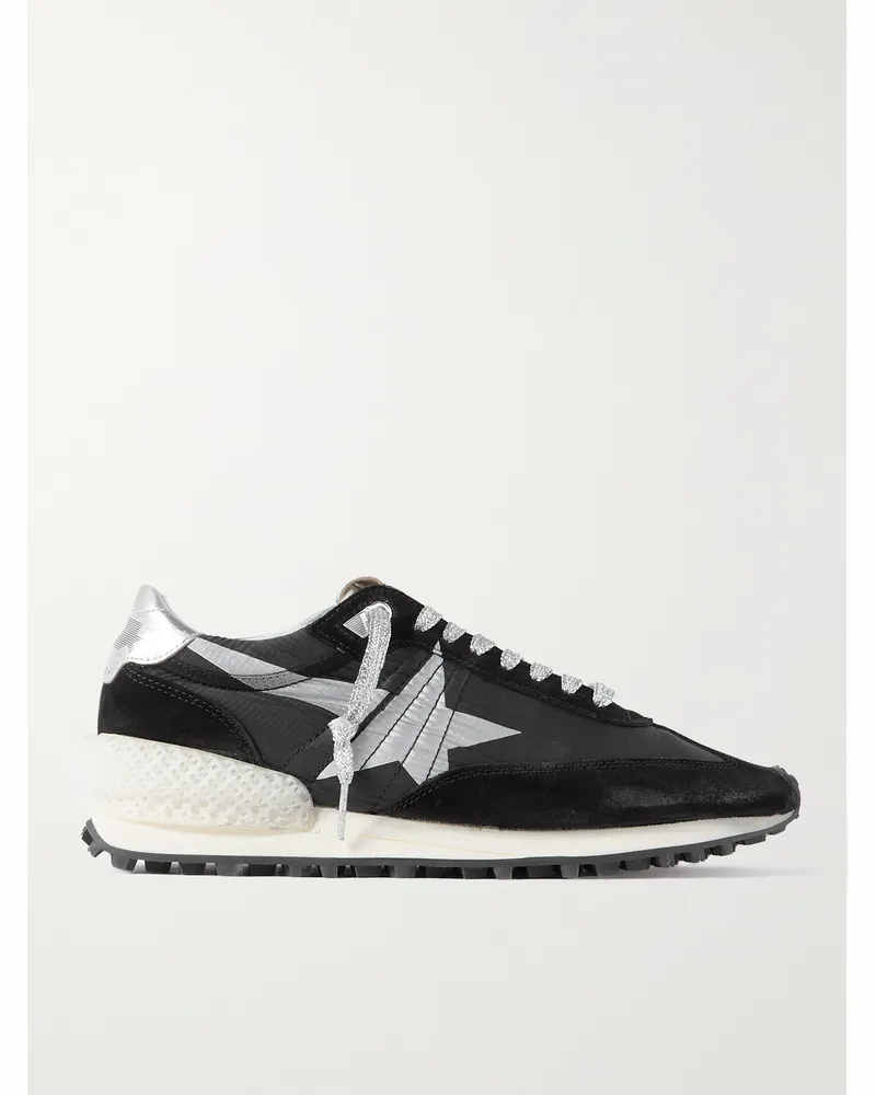 Golden Goose Marathon Leather and Suede-Trimmed Nylon Sneakers Black