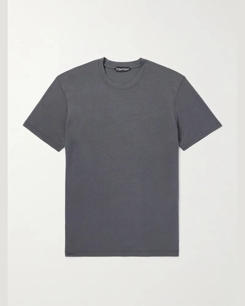 Tom Ford T-Shirt aus Jersey aus einer Lyocell-Baumwollmischung Blau