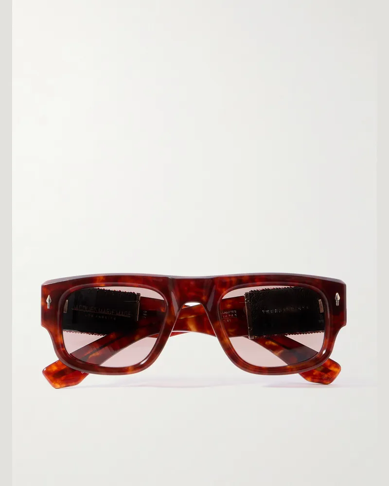 Jacques Marie Mage Thundercloud Sonnenbrille mit eckigem Rahmen aus Azetat in Schildpattoptik Horn
