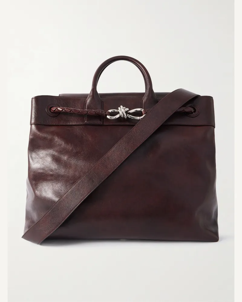 Bottega Veneta Andiamo Large Leather Messenger Bag Brown