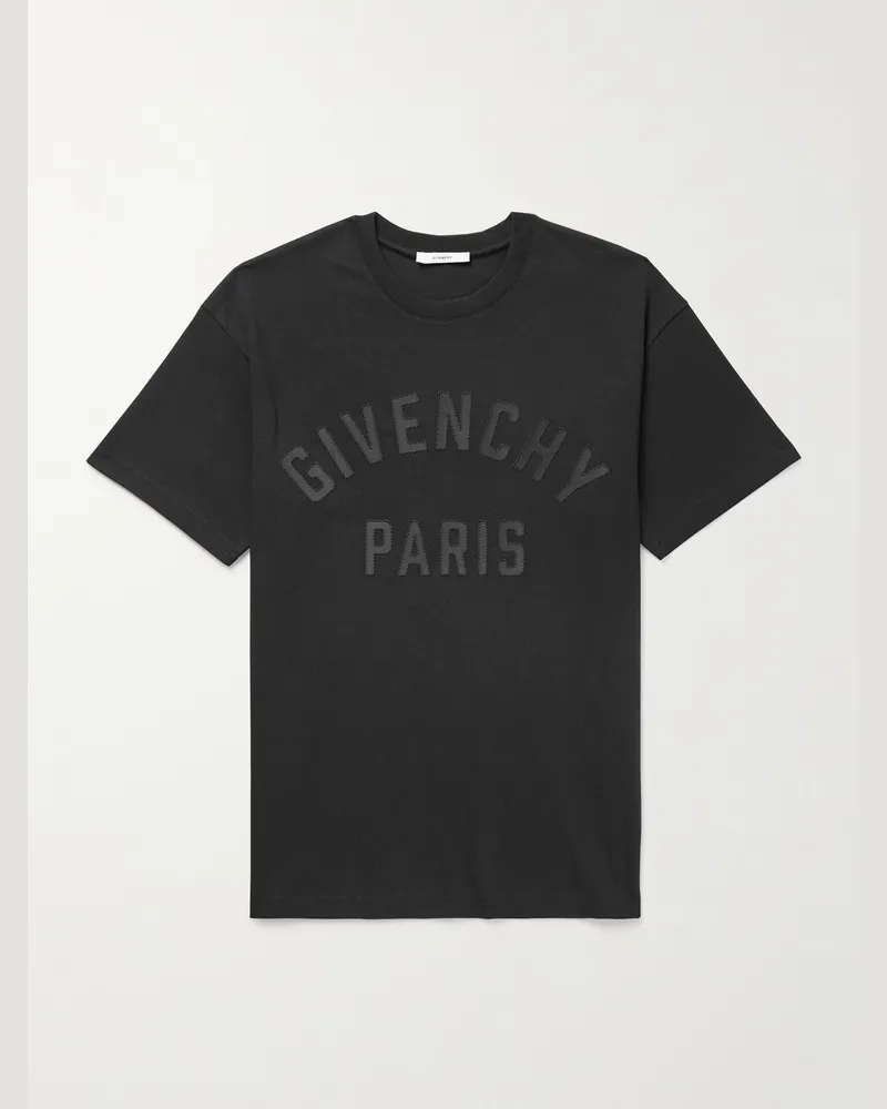Givenchy T-Shirt aus Baumwoll-Jersey mit Logoapplikation Schwarz