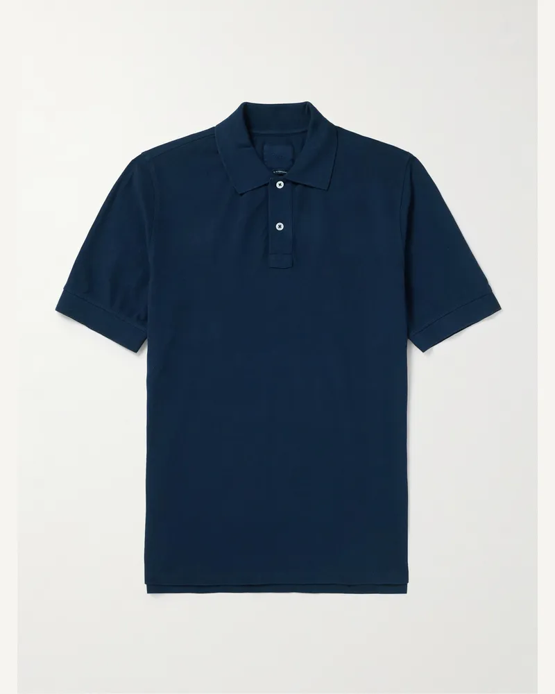 Drake's Polohemd aus Baumwoll-Piqué Blau