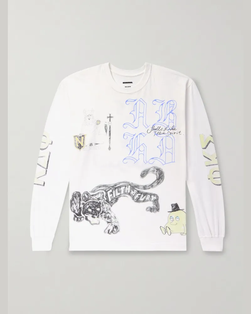 Neighborhood Oberteil aus Baumwoll-Jersey mit Print Weiß