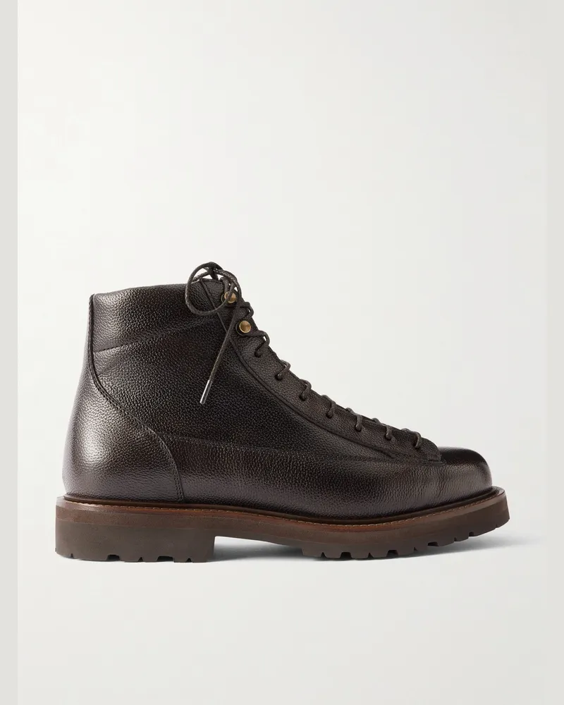 Brunello Cucinelli Wanderschuhe aus vollnarbigem Leder Braun