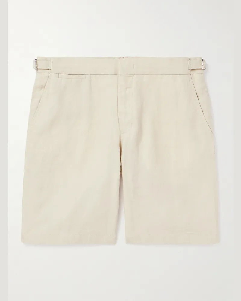 Orlebar Brown Norwich Straight-Leg Linen Shorts Neutrals