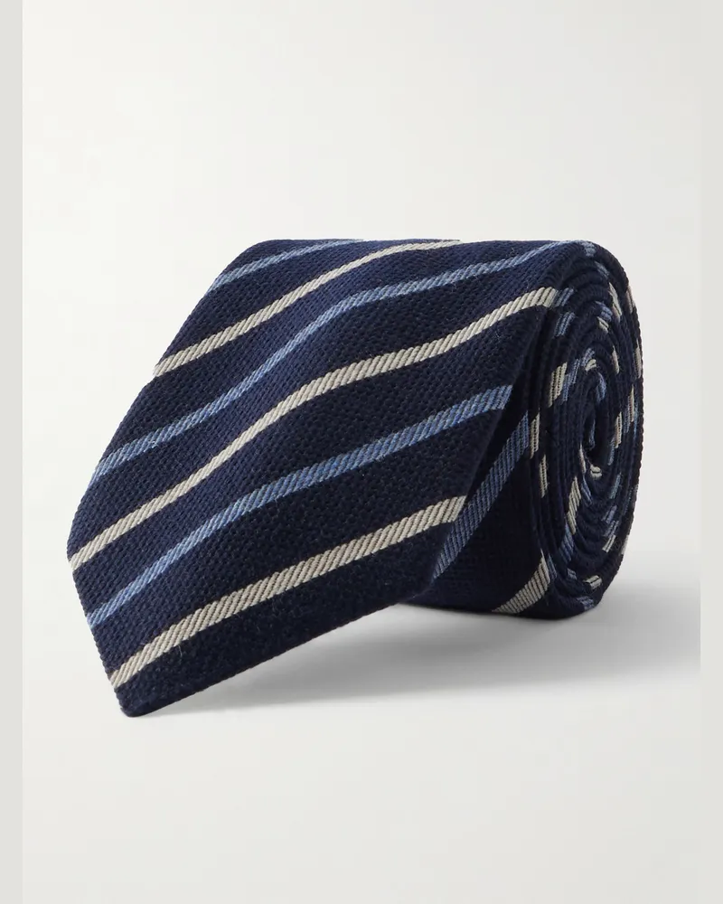Paul Smith Gestreifte Krawatte aus einer Woll-Seidenmischung, 8 cm Blau