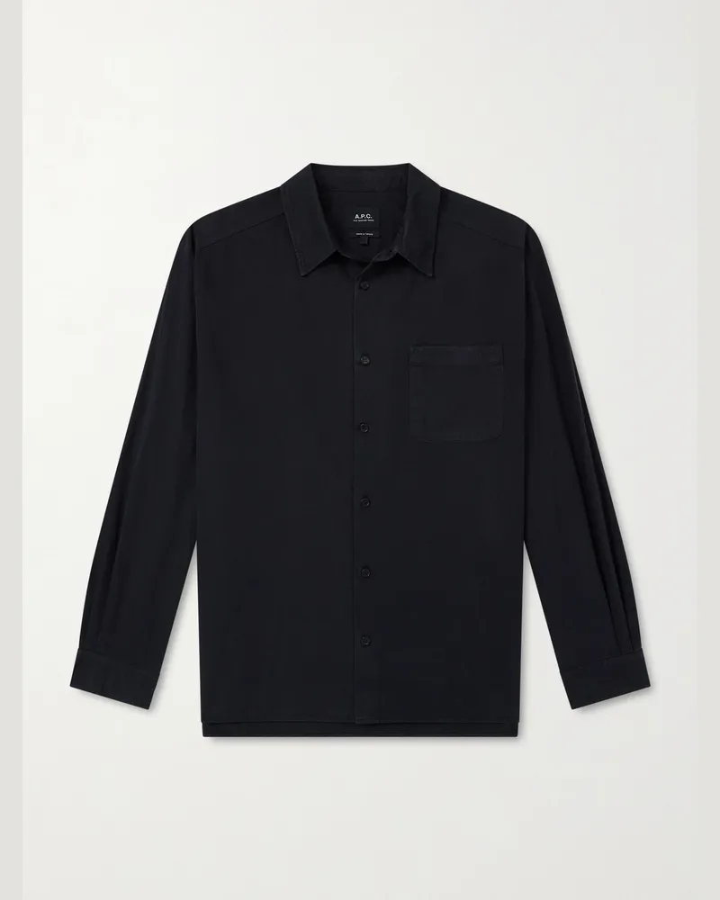 A.P.C. Malo Hemd aus Biobaumwolle mit Logostickerei Schwarz