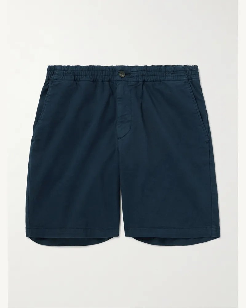 MR P. Gerade geschnittene Shorts aus Twill aus einer Biobaumwollmischung in Stückfärbung Blau