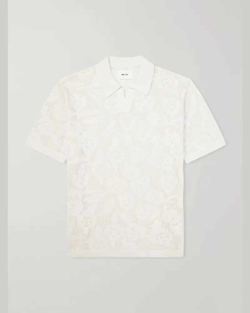 NN 07 Ryan Flower 60019 Knitted Cotton Polo Shirt Neutrals