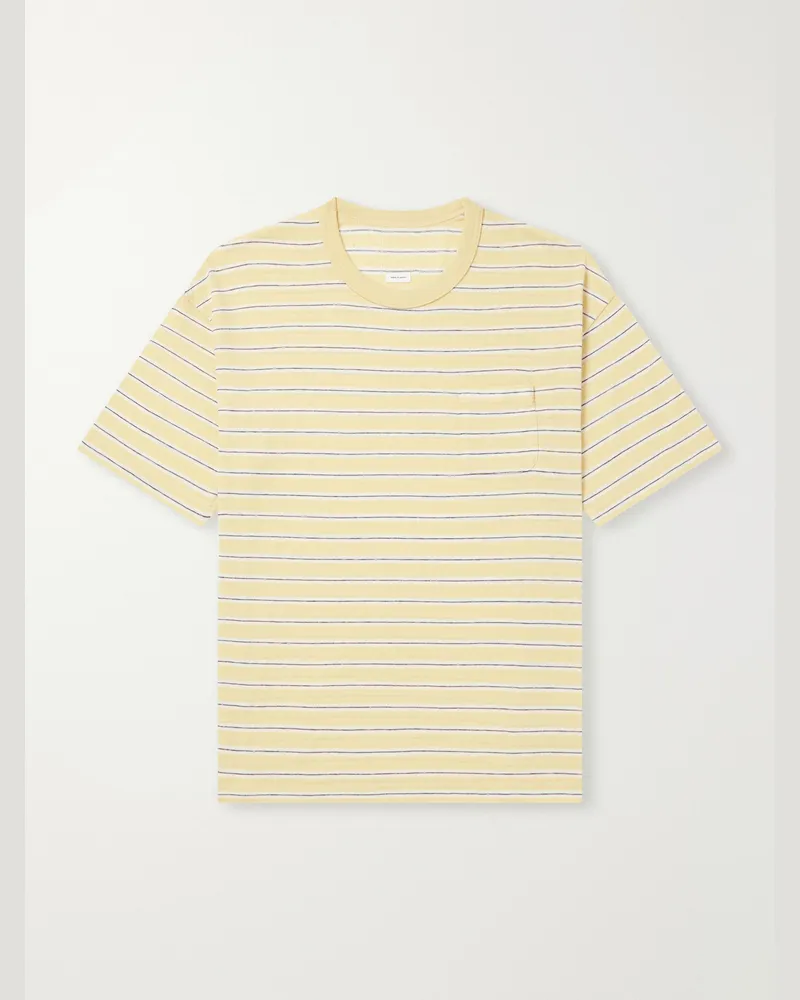 Visvim Jumbo Border Striped Wool and Cotton-Blend T-Shirt Yellow