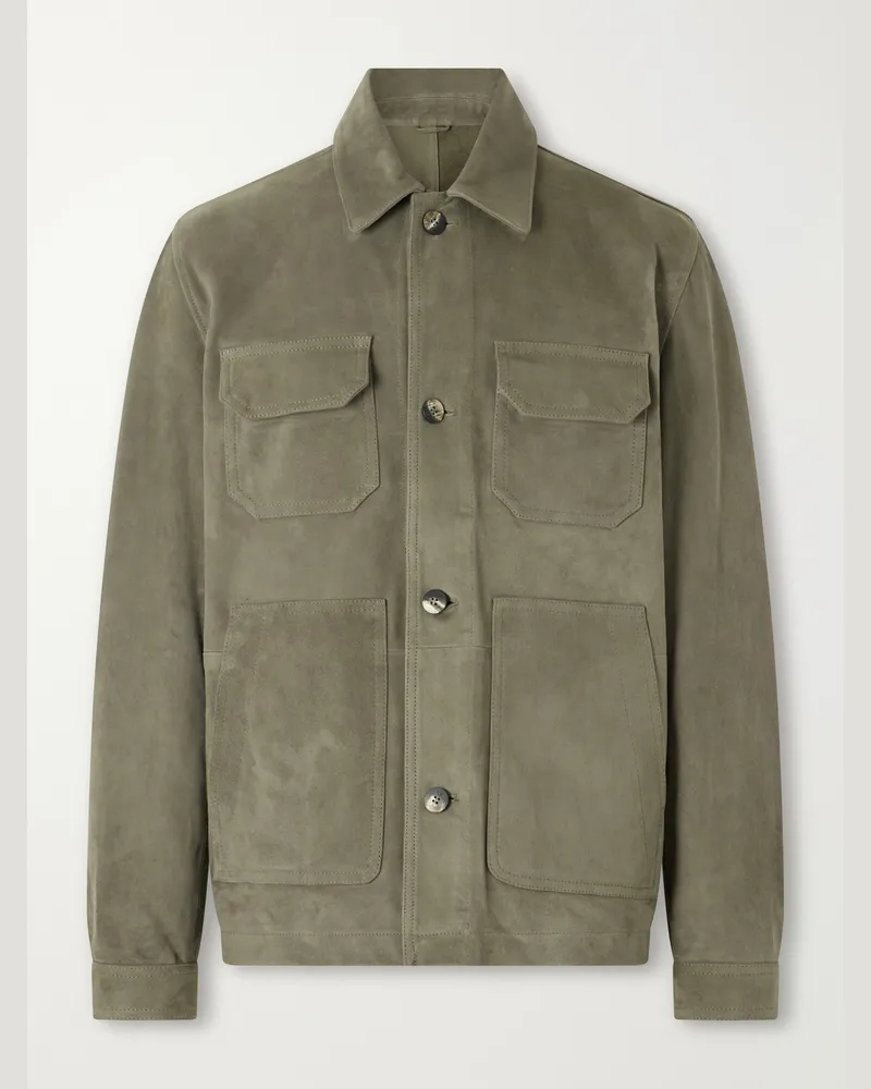 Frescobol Carioca Ravi Suede Jacket Green
