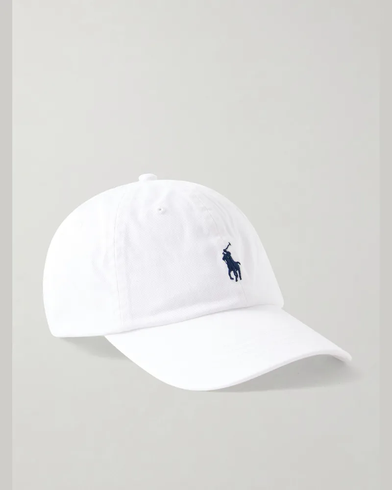 Ralph Lauren Logo-Embroidered Cotton-Twill Baseball Cap White