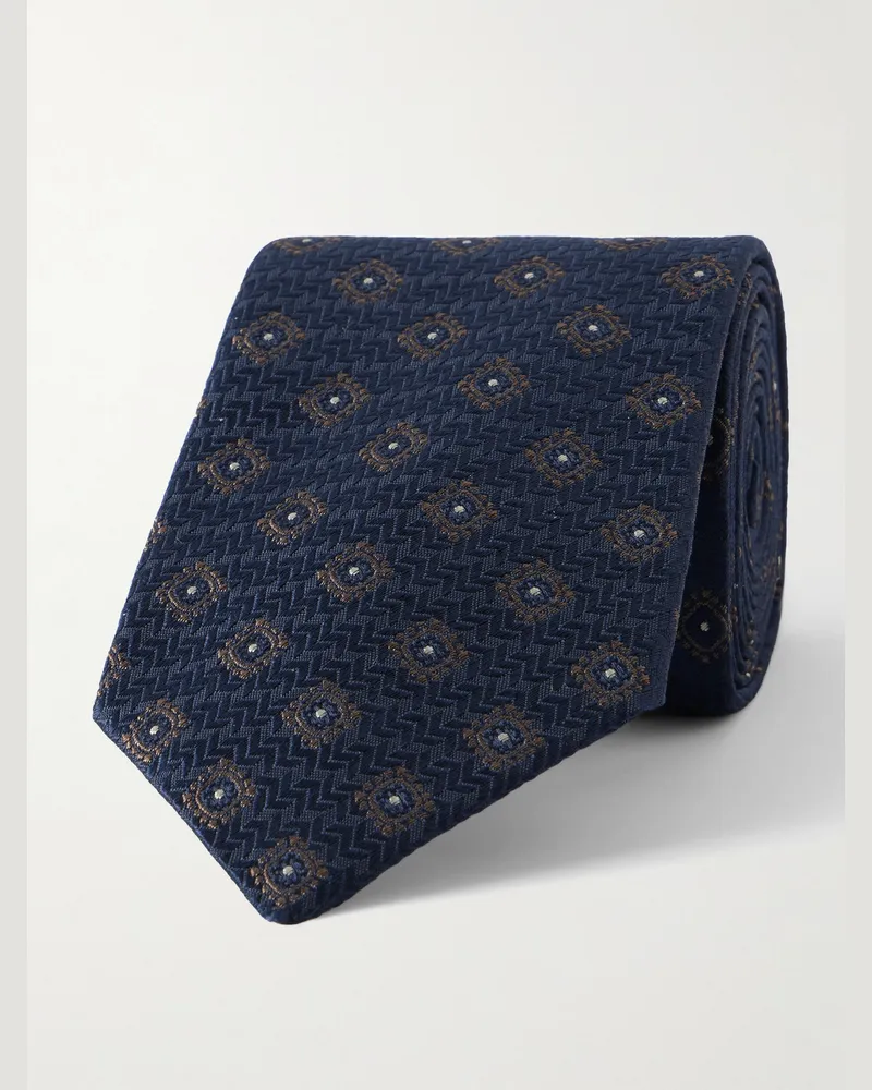 Brunello Cucinelli Krawatte aus Seiden-Jacquard, 8 cm Blau