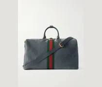 Savoy Medium Full-Grain Leather-Trimmed Suede Weekend Bag