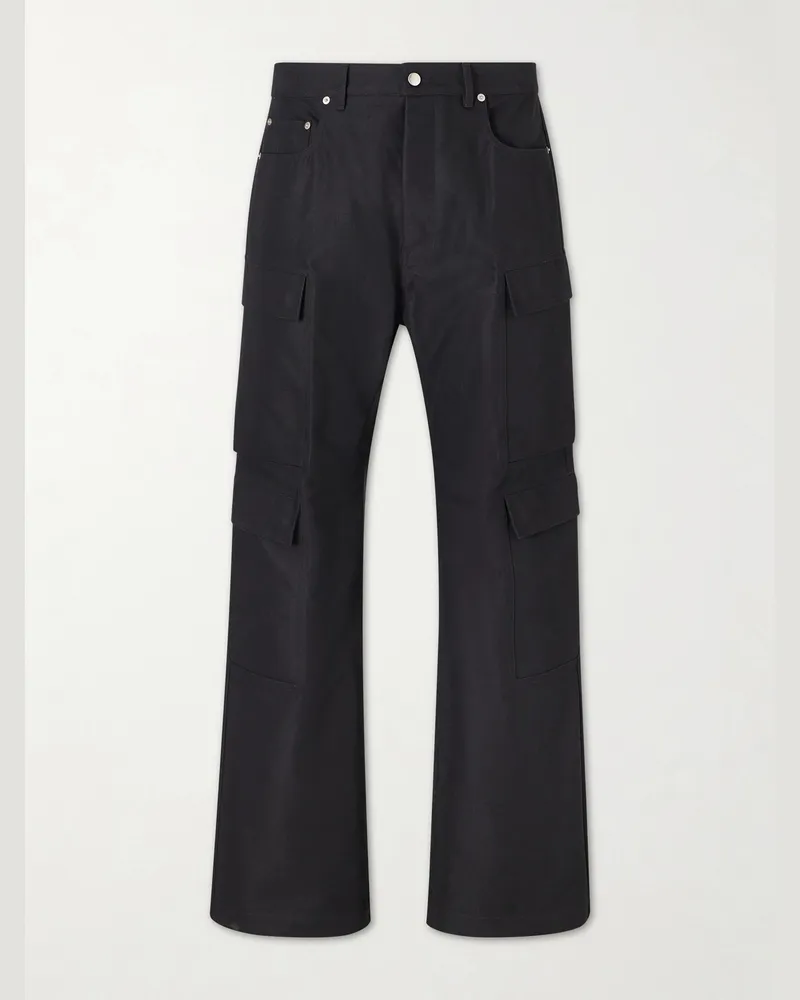 Rick Owens Geth Straight-Leg Cotton-Blend Canvas Cargo Trousers Black