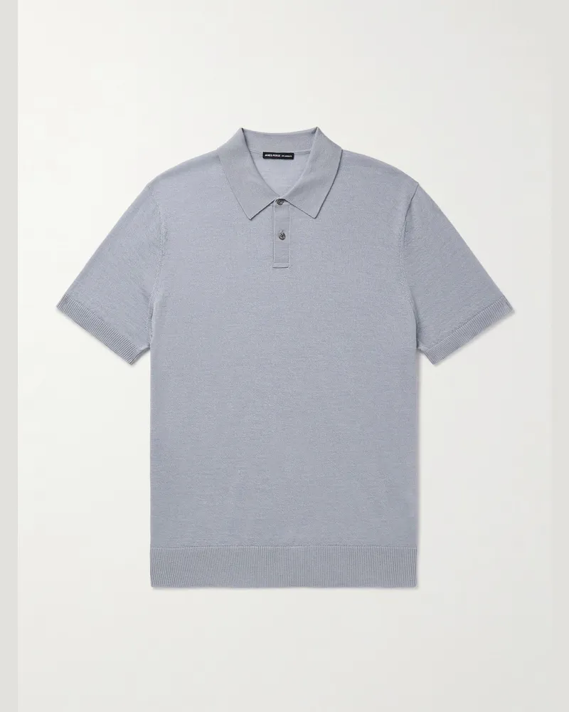 James Perse Polohemd aus Kaschmir Blau