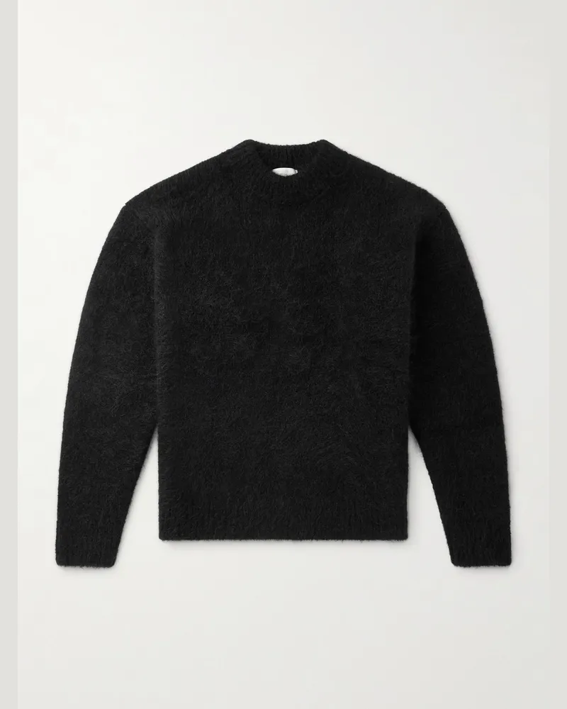 AMOMENTO Pullover aus gebürstetem Strick mit Stehkragen Schwarz