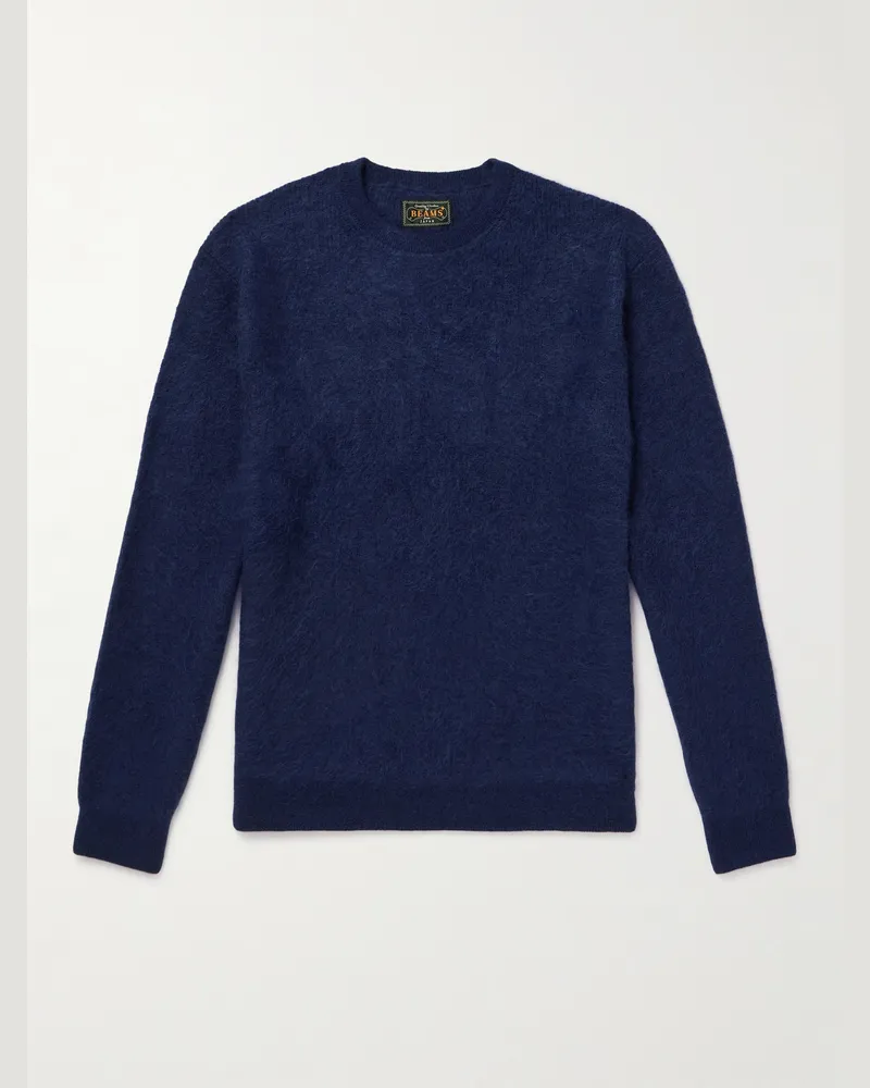 Beams Plus Pullover aus einer Alpakawollmischung Blau