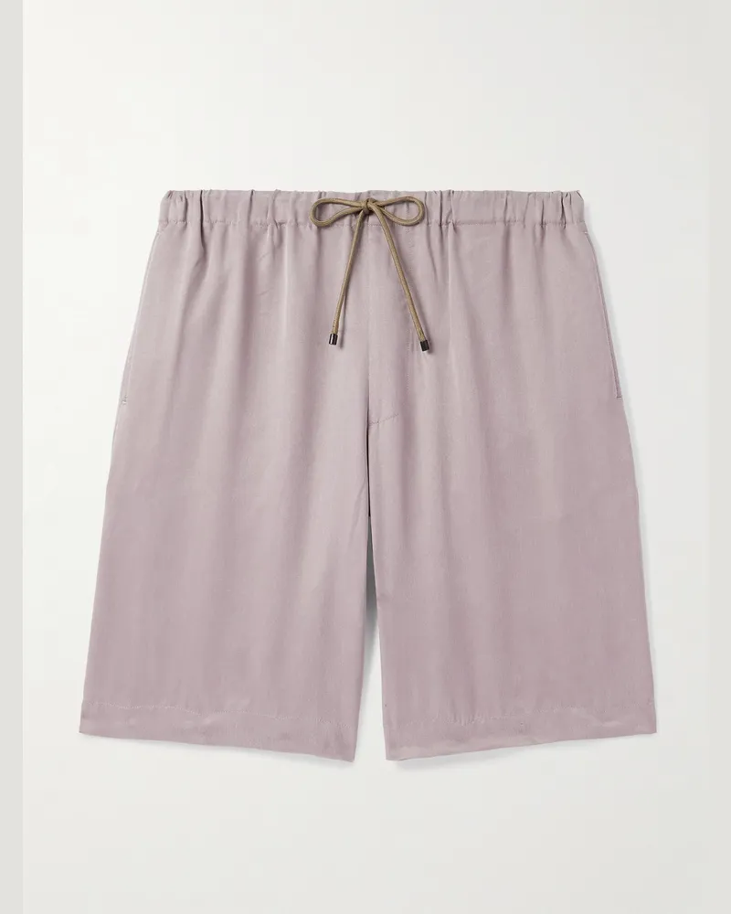 Dries van Noten Straight-Leg Washed-Twill Drawstring Shorts Pink