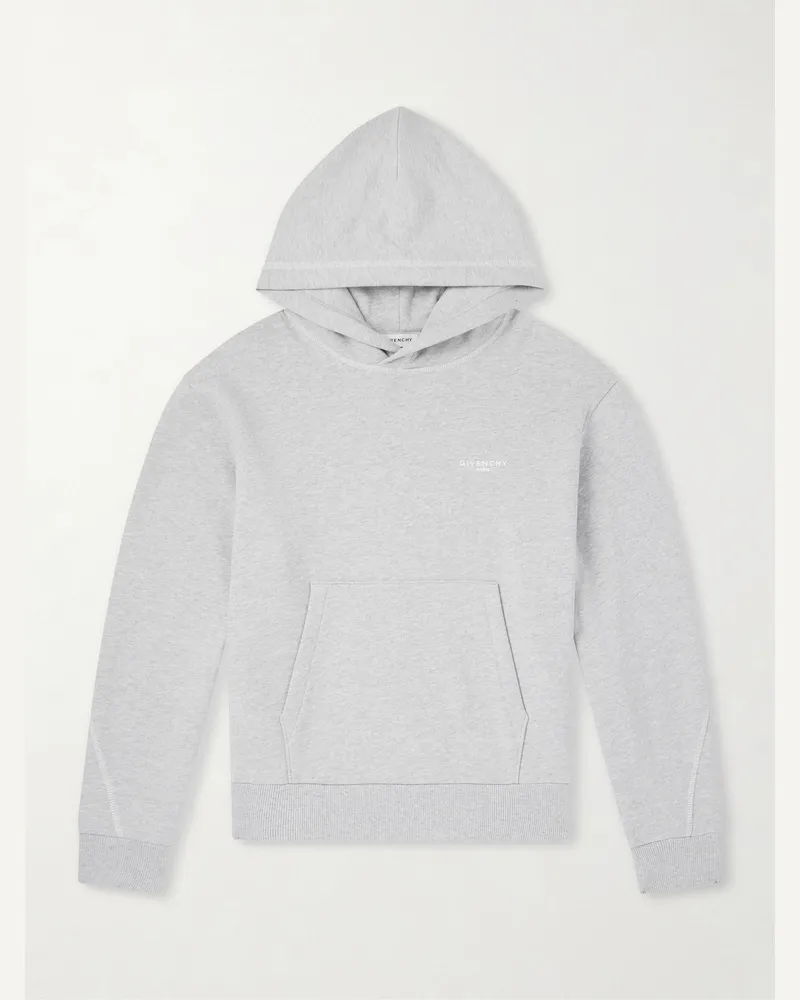 Givenchy Logo-Embroidered Cotton-Jersey Hoodie Gray