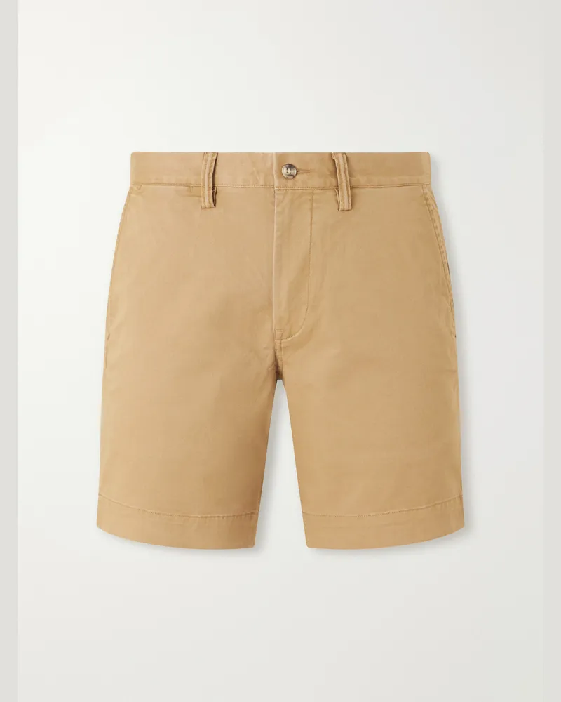 Ralph Lauren Logo-Embroidered Straight-Leg Cotton-Blend Twill Shorts Brown