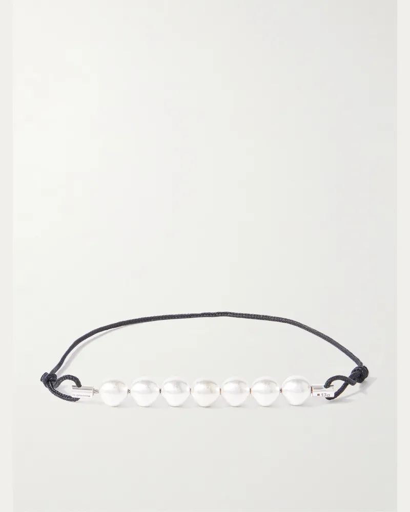 Le Gramme 13g Armband aus Kordel und Sterlingsilber mit Zierperlen Silber