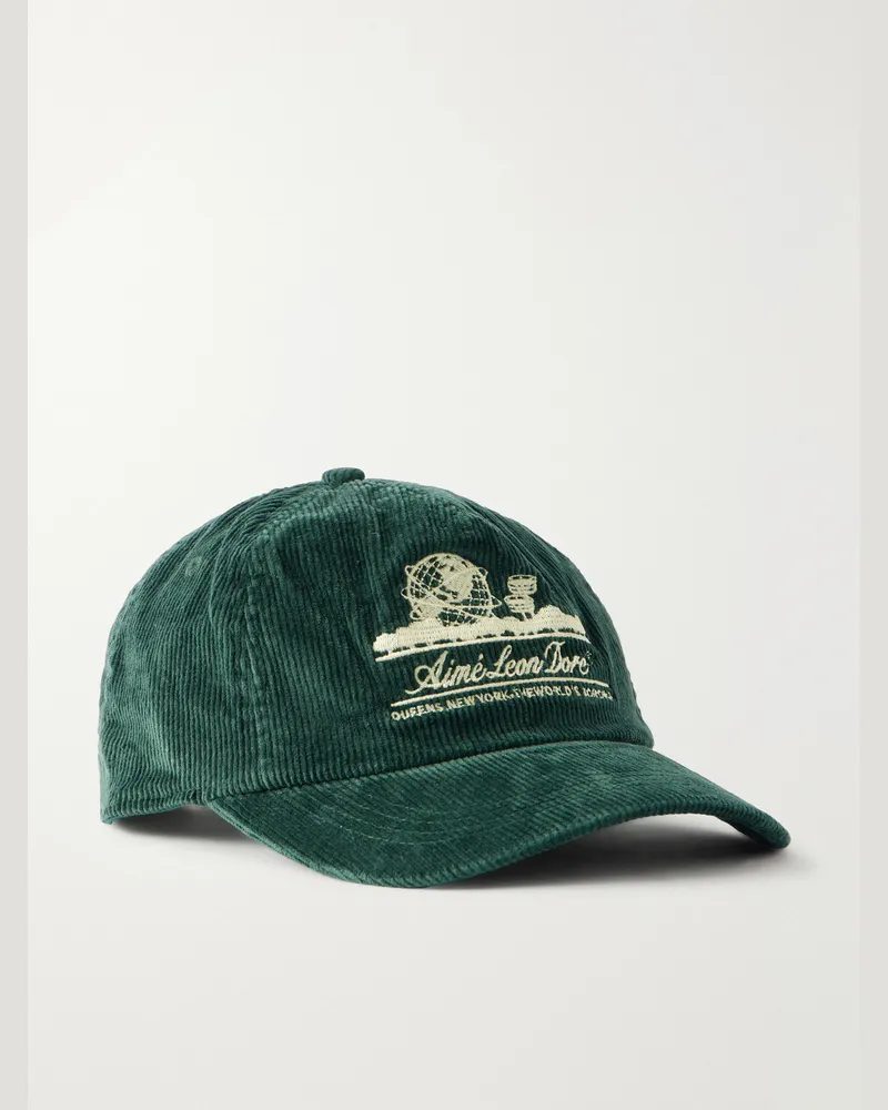 Aimé Leon Dore Unisphere Embroidered Cotton-Blend Corduroy Baseball Cap Green