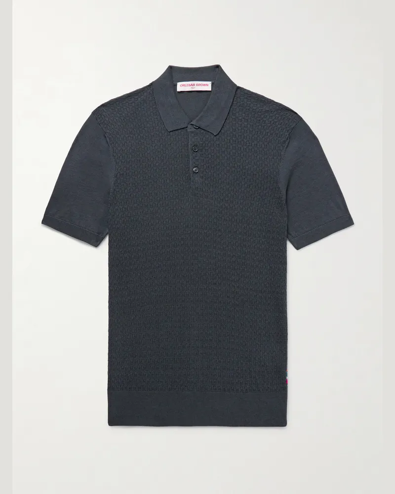 Orlebar Brown Burnham schmal geschnittenes Polohemd aus einer Seiden-Baumwollmischung Grau
