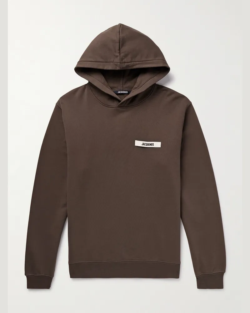 Jacquemus Hoodie aus Baumwoll-Jersey mit Logoapplikation Braun