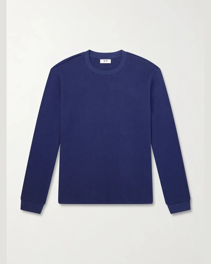 NN 07 Jett 30035 Pullover aus Biobaumwolle in Waffelstrick Blau