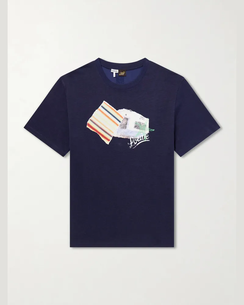 Loewe Paula Ibiza Patch-Appliqué Cotton-Blend Jersey T-Shirt Blue