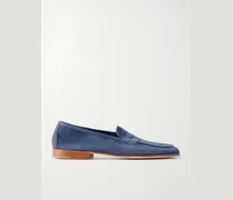 Polperro Leather-Trimmed Suede Penny Loafers
