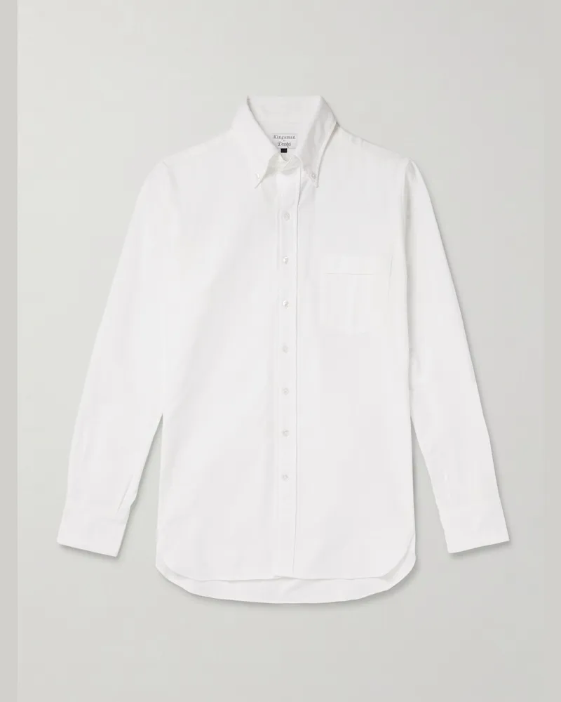 Kingsman Schmal geschnittenes Hemd aus Baumwoll-Oxford mit Button-Down-Kragen Weiß