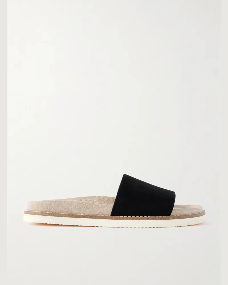 Brunello Cucinelli Pantoletten aus Veloursleder Schwarz