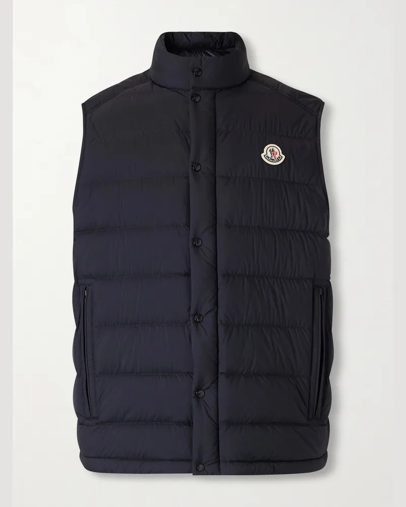 Moncler Barthe Logo-Appliquéd Quilted Nylon Down Gilet Blue