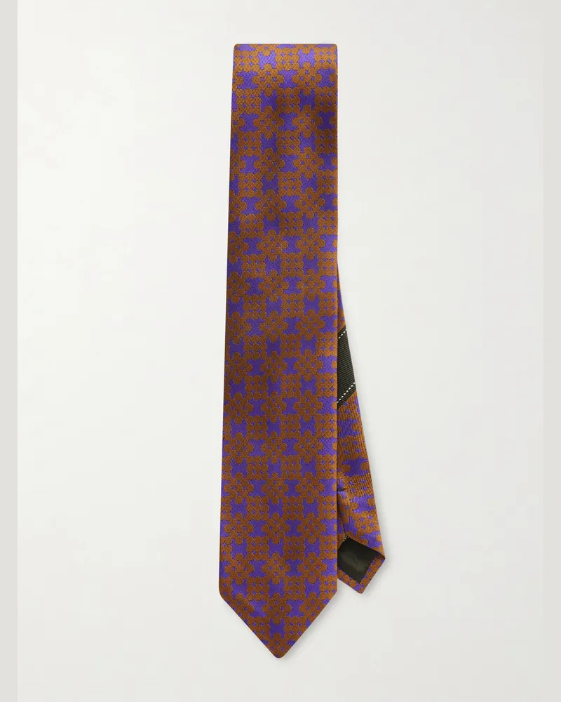 Dries van Noten 7.5cm Silk-Jacquard Tie Purple