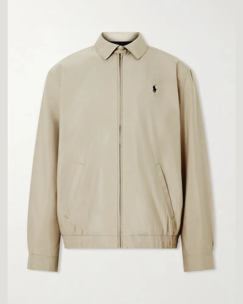 Ralph Lauren Logo-Embroidered Recycled Shell Jacket Neutrals